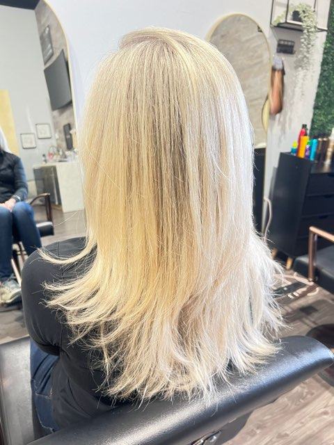 Long platinum blonde hair